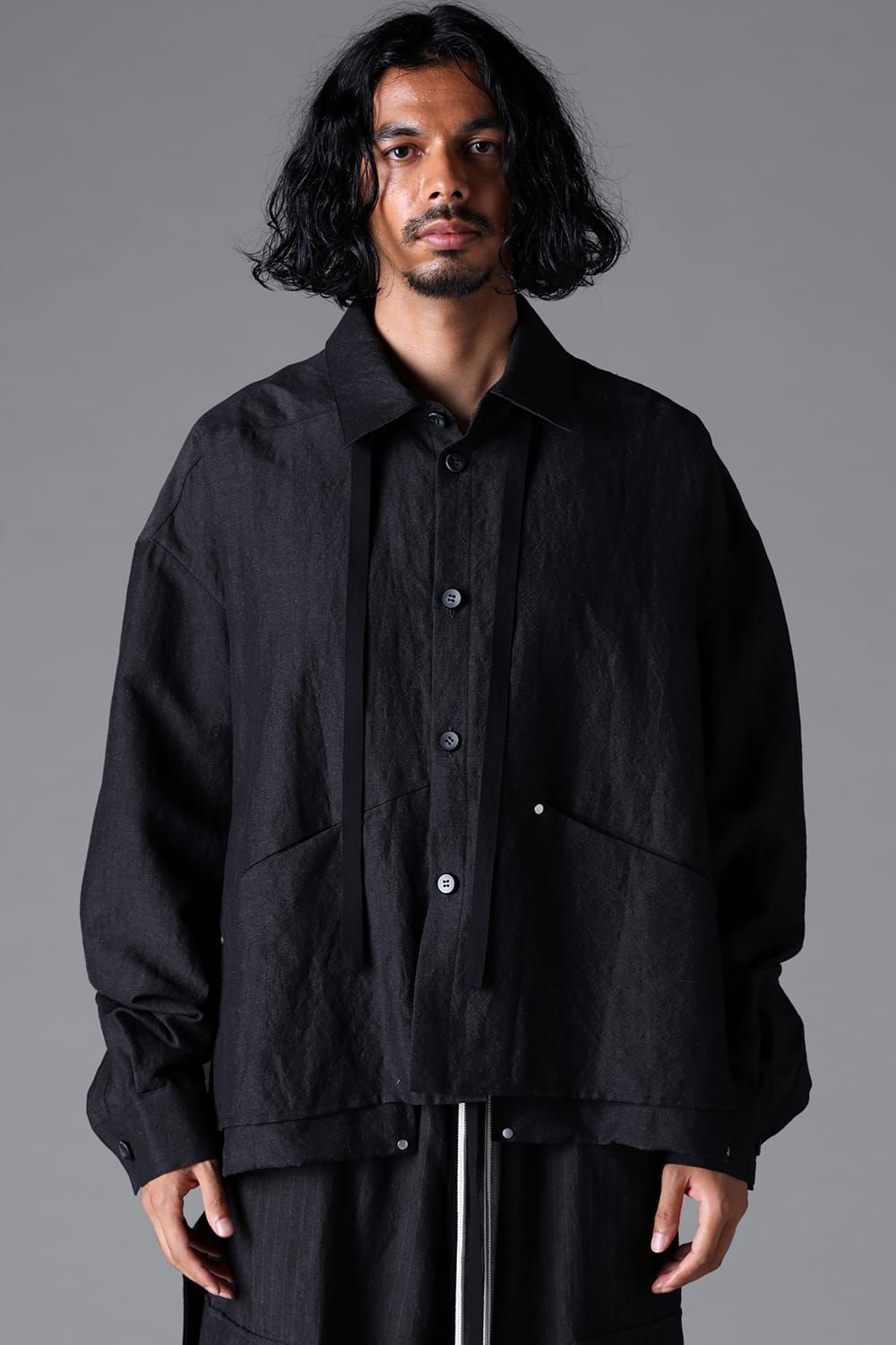 《2026SS先行予約》Wide Short Shirts"Black / Stone /Khaki /D.Grey / ST×GY" / ワイドショートシャツ"ブラック/ストーン/カーキ/ダークグレー/ストライプ×ダークグレー"