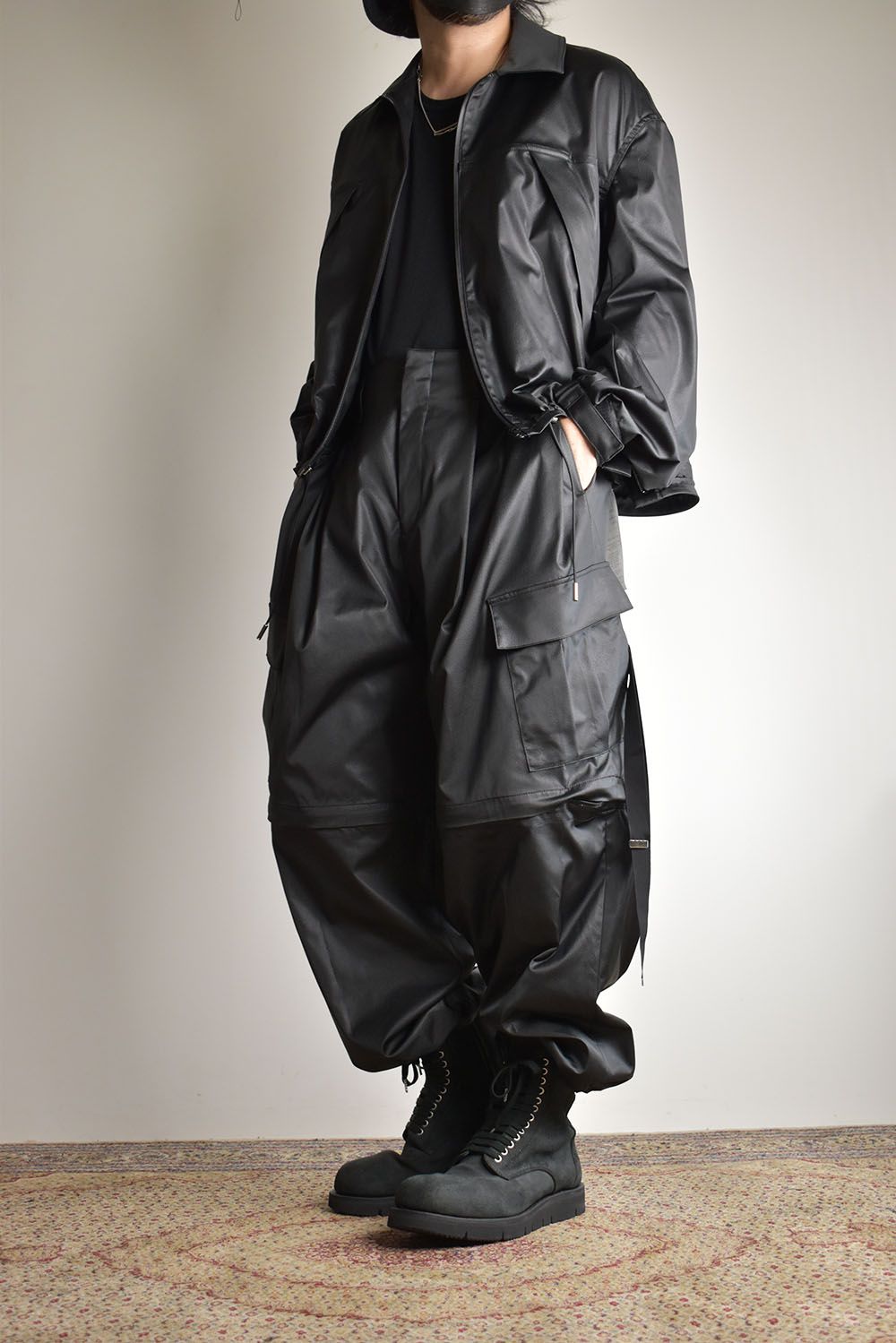 Fake Fake Leather Detachable Cargo Pants"Black"/フェイクフェイクレザーデタッチャブルカーゴパンツ"ブラック"