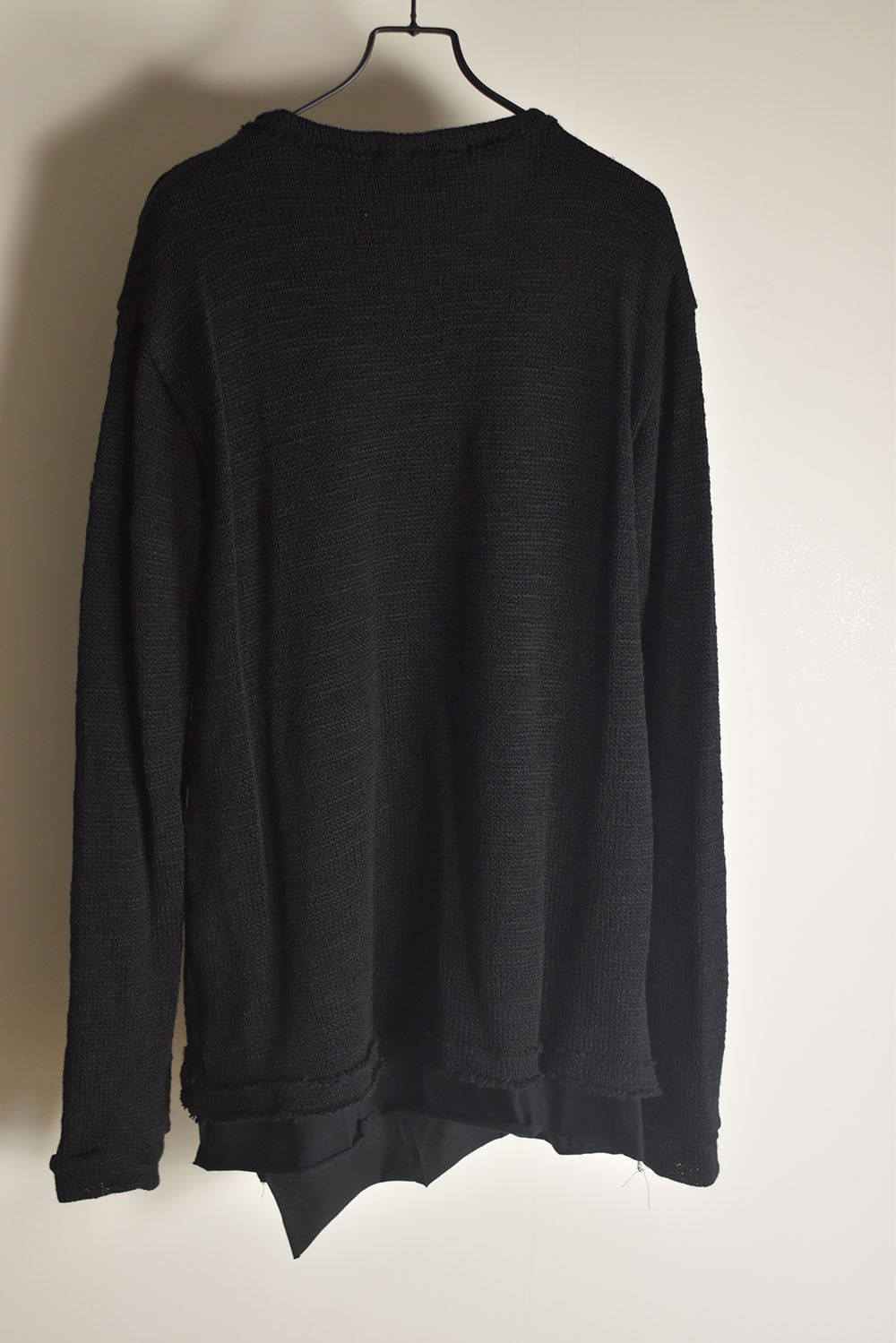 Low-Gauge knit × Cotton Jersey Layered Tee "Black" / ローゲージニット×コットンジャージレイヤードTシャツ"ブラック"