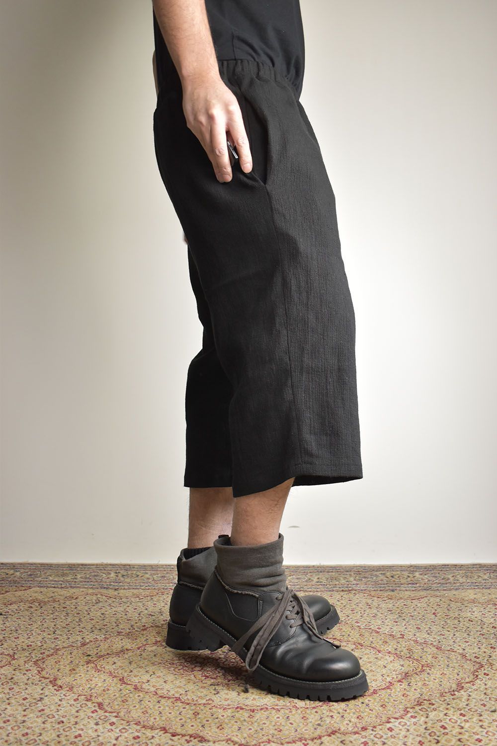 Linen Cotton Easy Wide Pants"Black" / リネンコットンイージーワイドパンツ"ブラック"