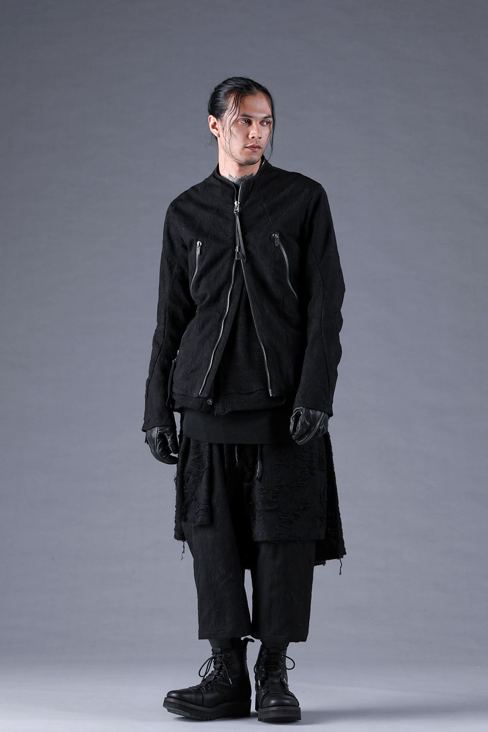 Damage Jacquard Single Rider Jacket"Black" / ダメージジャガードシングルライダースジャケット"ブラック"