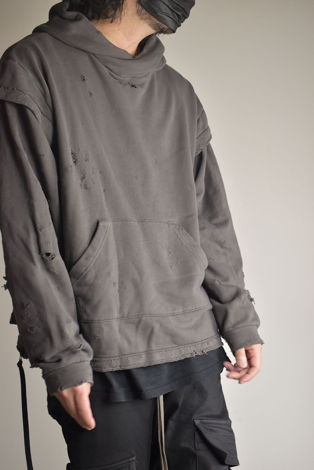 Untwisted Sweat Oversized Pullover Hoodie "Charcoal" / 無撚糸裏毛オーバーサイズプルオーバーフーディー"チャコール"