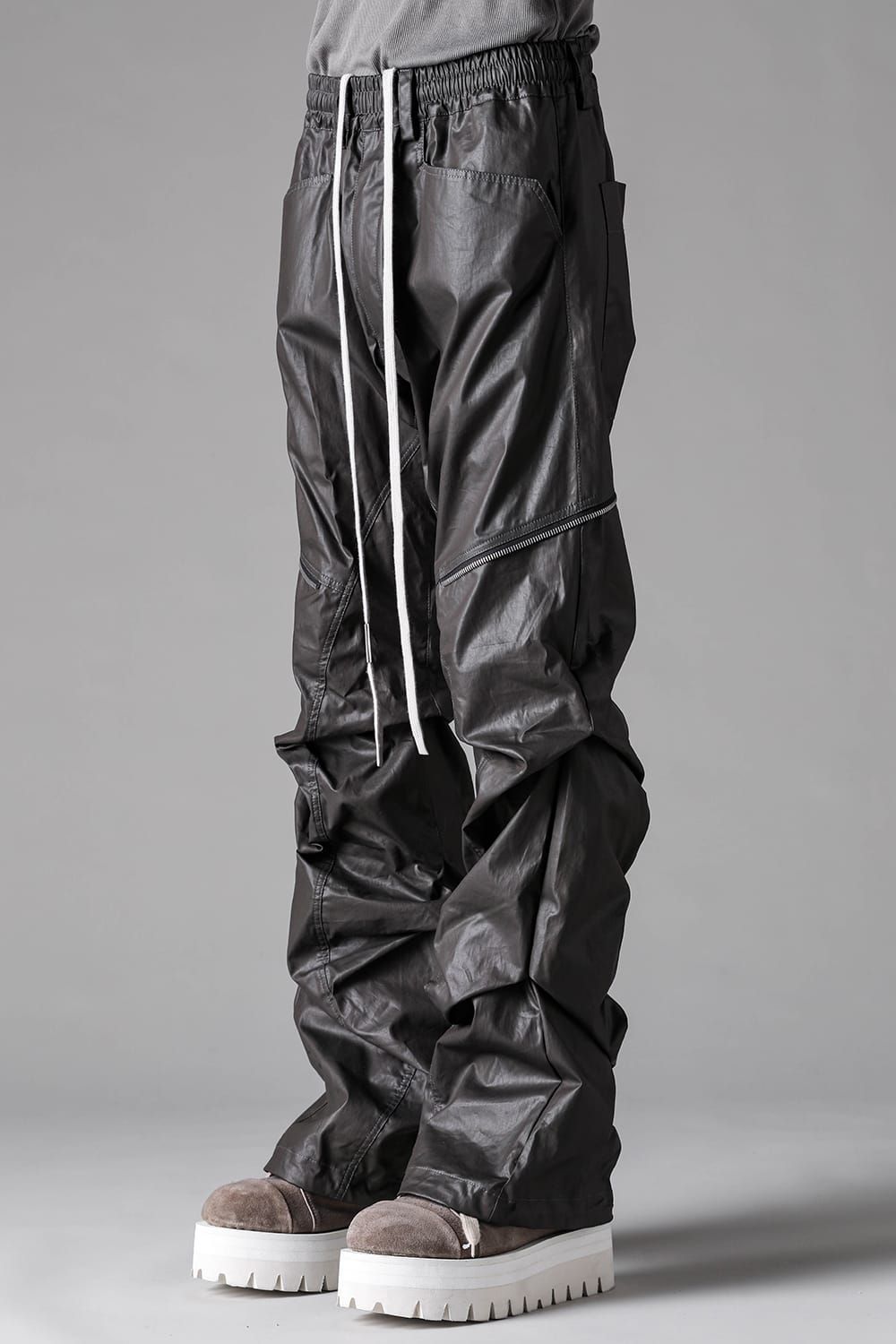 《2027SS先行予約》Side Zip Tuck Baggy Pants"Black / Khaki" / サイドジップタックバギーパンツ"ブラック / カーキ"