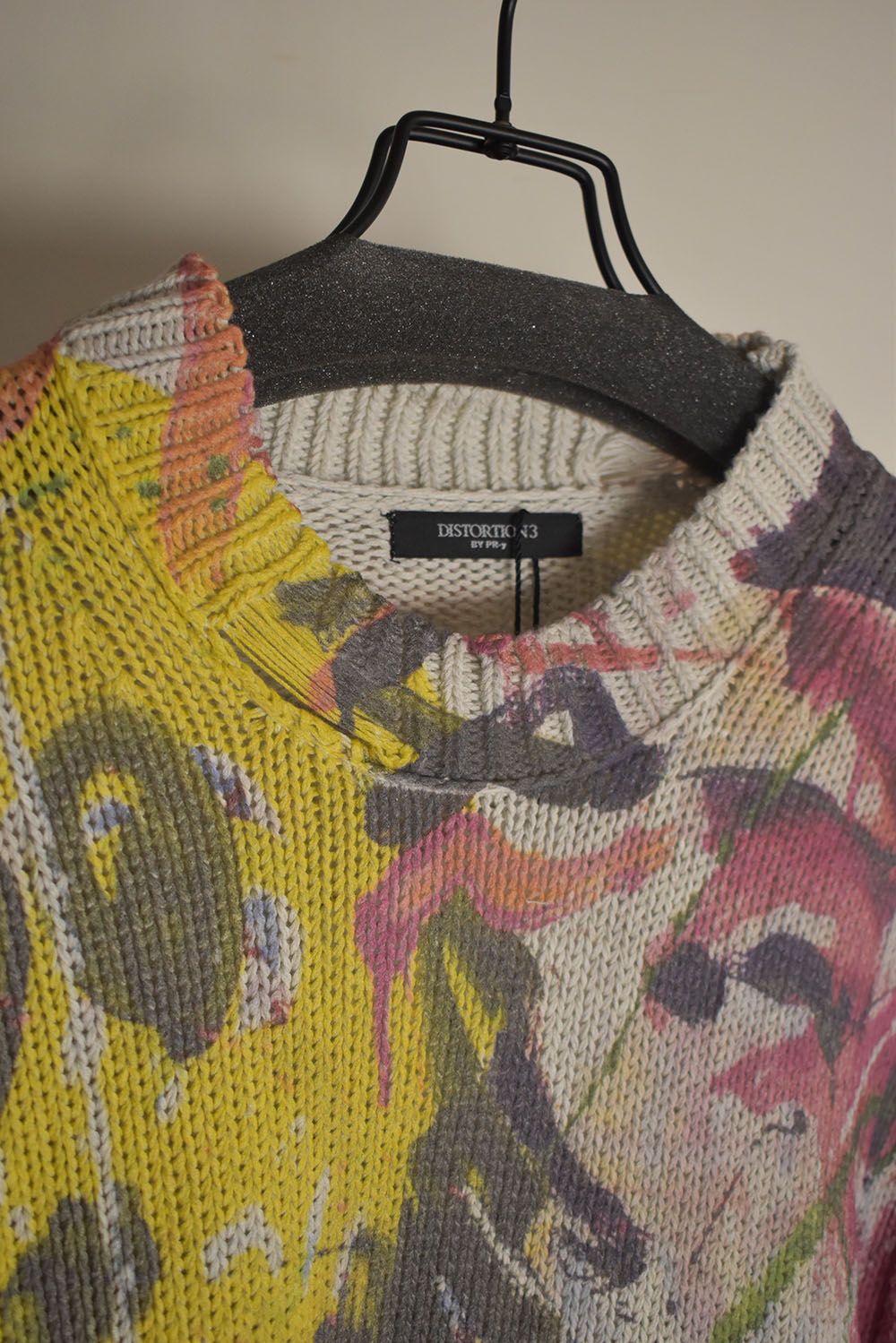 Inkjet Print Cotton 3GG Damaged Knit PulloVer"Color Print" / インクジェットプリント コットン 3GG ダメージニットプルオーバー "カラープリント"