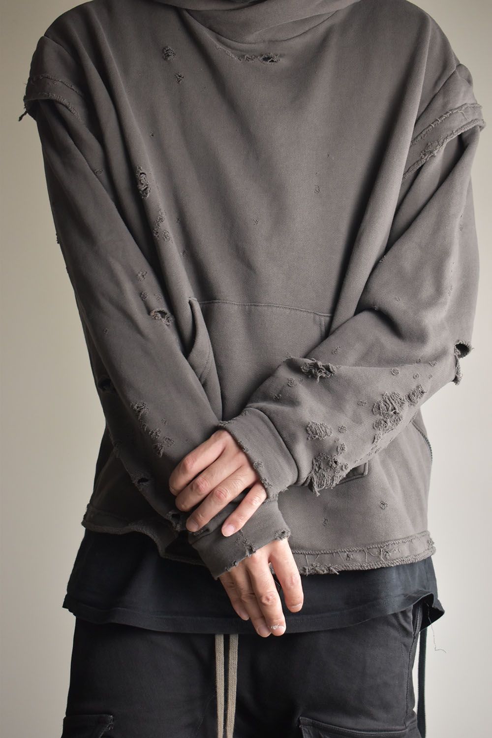Untwisted Sweat Oversized Pullover Hoodie "Charcoal" / 無撚糸裏毛オーバーサイズプルオーバーフーディー"チャコール"