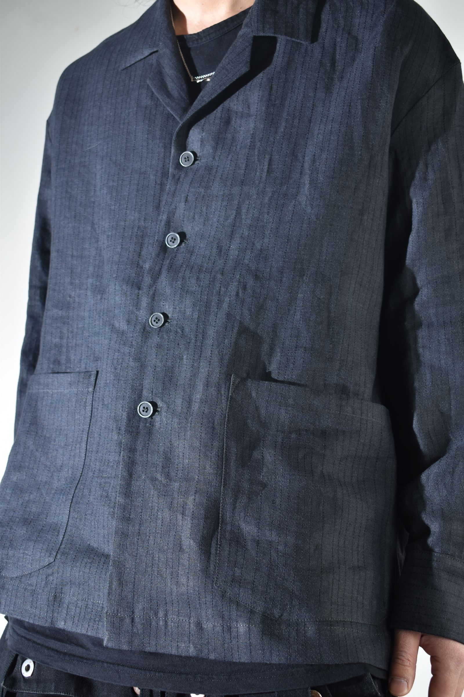 Linen Silk Shirts Jacket"Tuxedo" / リネンシルクシャツジャケット"タキシード"