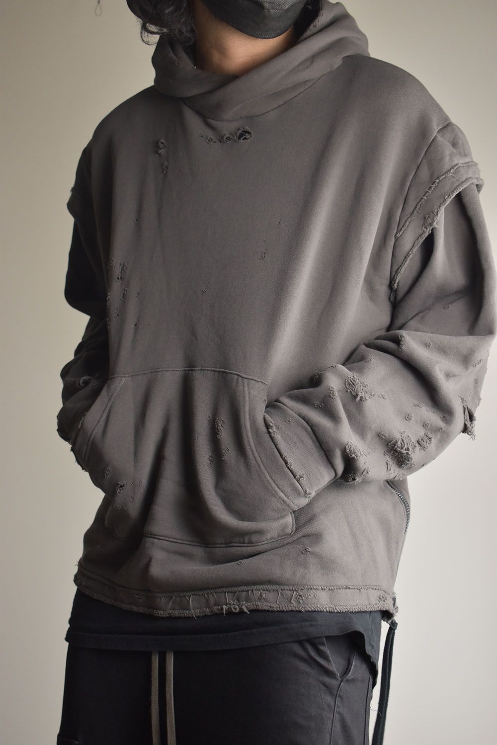 Untwisted Sweat Oversized Pullover Hoodie "Charcoal" / 無撚糸裏毛オーバーサイズプルオーバーフーディー"チャコール"