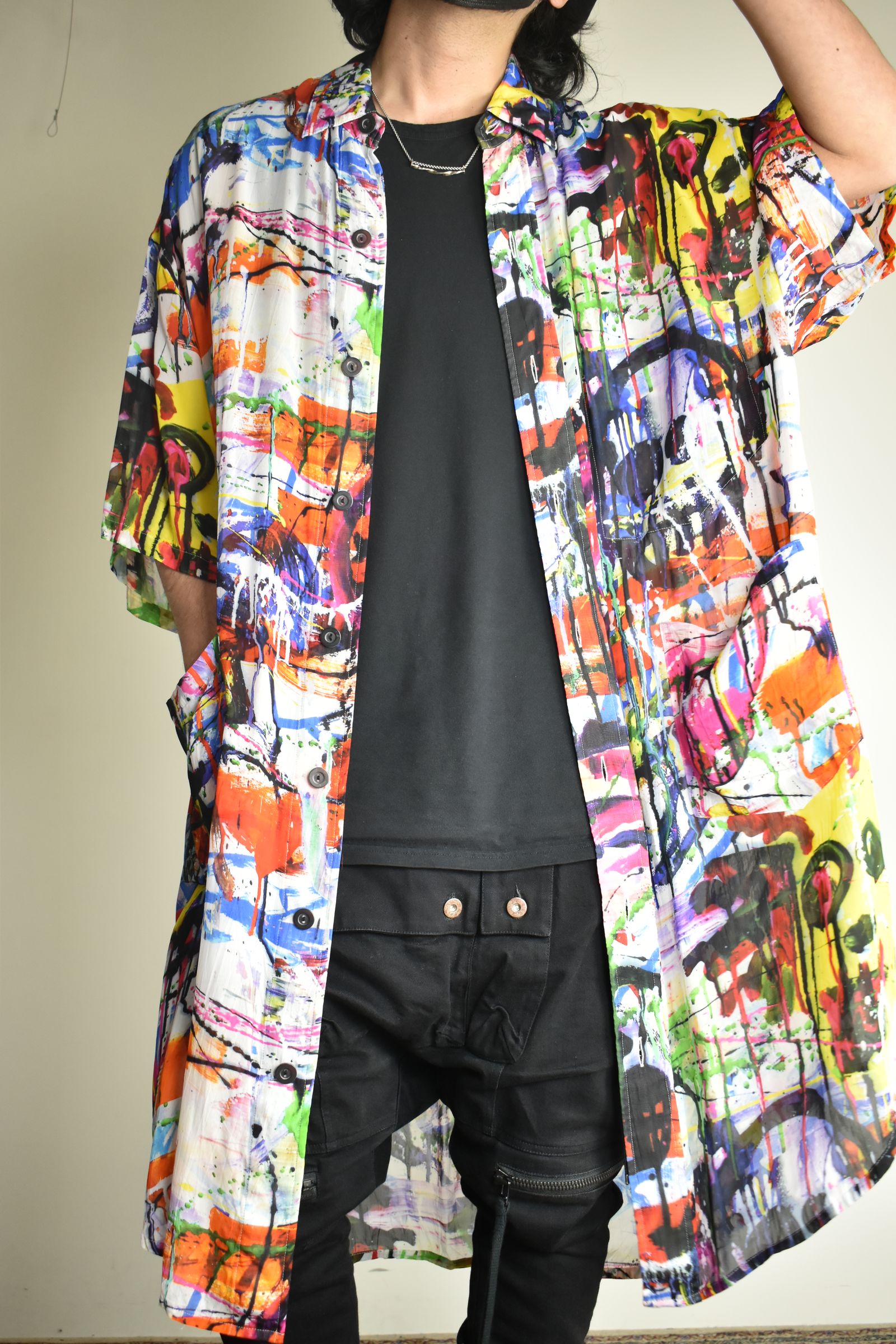 Rayon Chiffon Inkjet Print Short-Sleeved Big Shirt&Dress"Color Print" / レーヨンシフォンインクジェットプリント半袖ビッグシャツ / ワンピース"カラープリント"