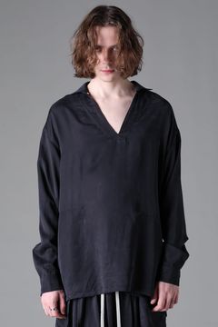 《2026AW先行予約》Satin V Neck Shirts Pullover"Black" / サテンVネックシャツプルオーバー"ブラック"