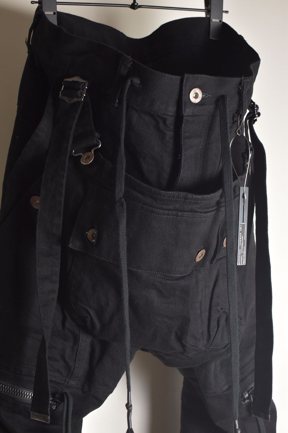 Stretch Denim Salopette Pocket Cargo Jogger Pants "Black" / ストレッチデニムサロペットポケットカーゴジョグパンツ"ブラック"