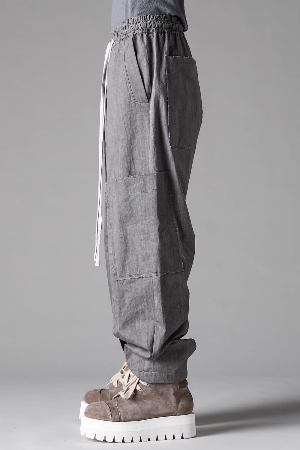 《2027SS先行予約》Sumi Dyed Wide Cargo Pants"Grey / L.Grey" / 墨染ワイドカーゴパンツ"グレー/ライトグレー"