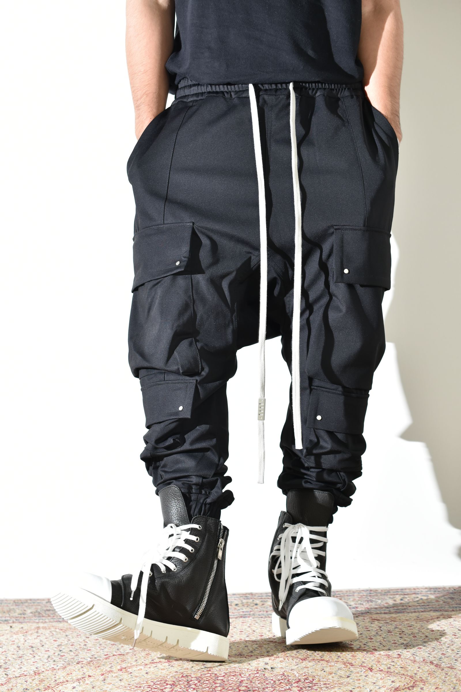 Technical Nylon Military Sarrouel Easy Pants"Black" / テクニカルナイロンミリタリーサルエルイージーパンツ"ブラック"