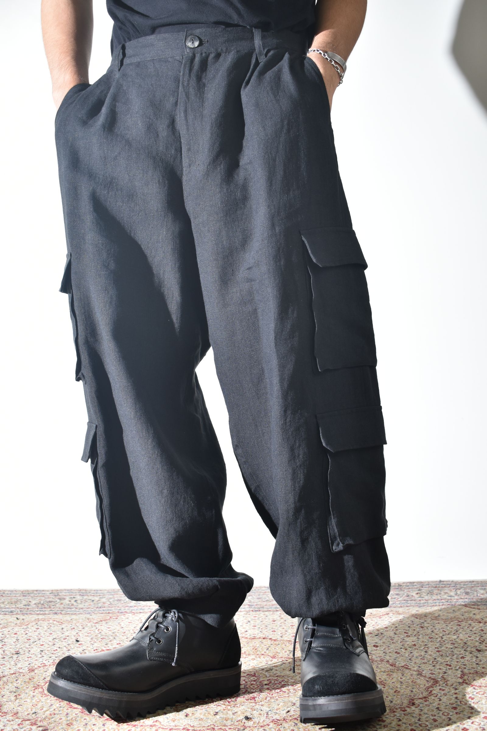 Linen Cargo Pants "Black" / リネンカーゴパンツ"ブラック"