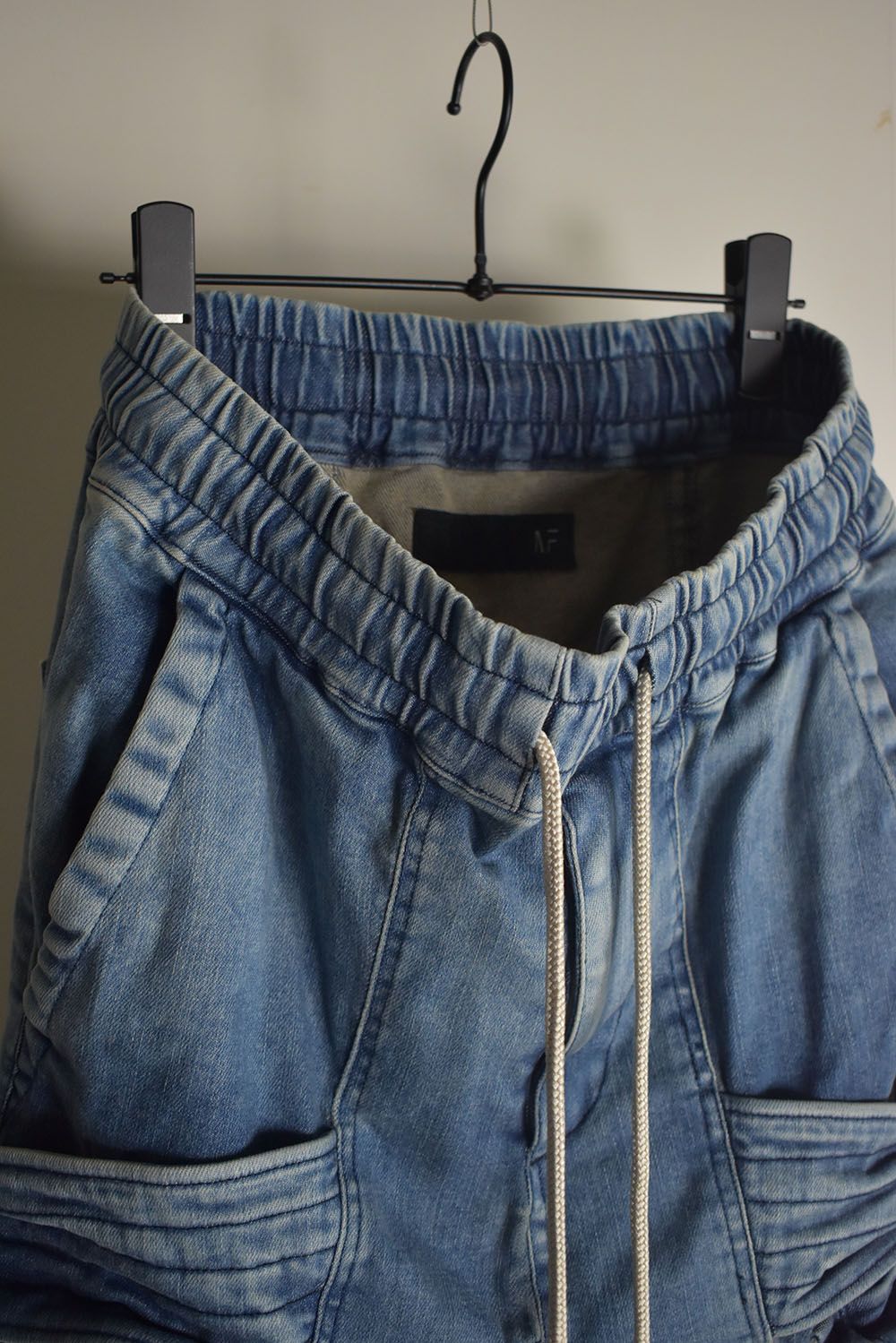 Denim Cargo Sarouel Skinny"Damage Black/Indigo Blue"/デニムカーゴサルエルスキニー"ダメージブラック/インディゴブルー"