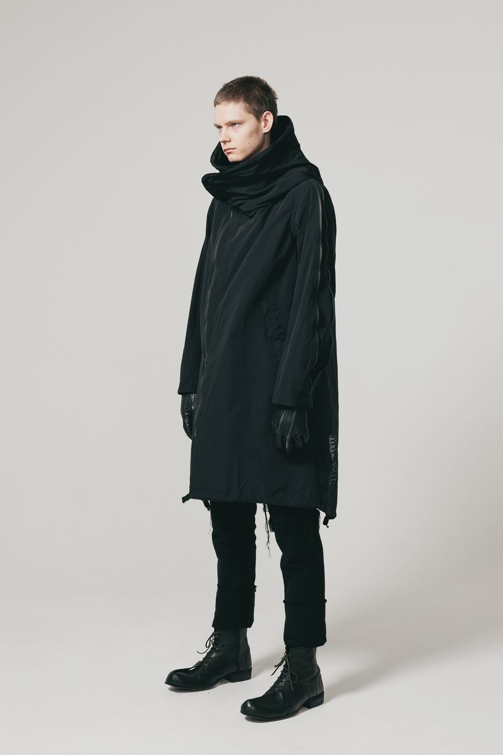 MULTI ZIP MILITARY HOODIE COAT"Black"/マルチジップミリタリーフーディコート"ブラック"