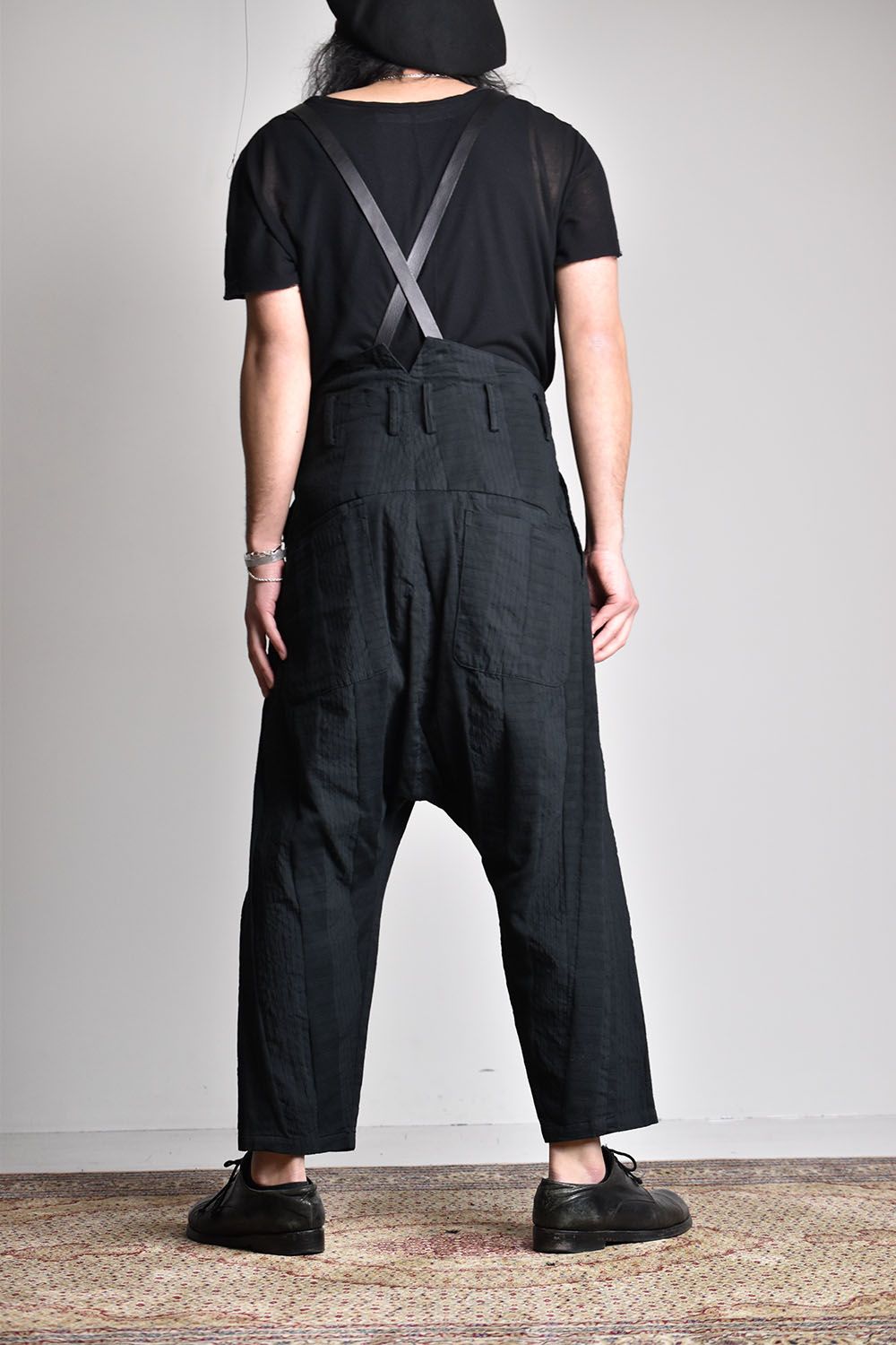 Garment Dyed Code Border 2Tuck Drop Clotch Pants"Black"/2タックドロップクロッチパンツ"ブラック"