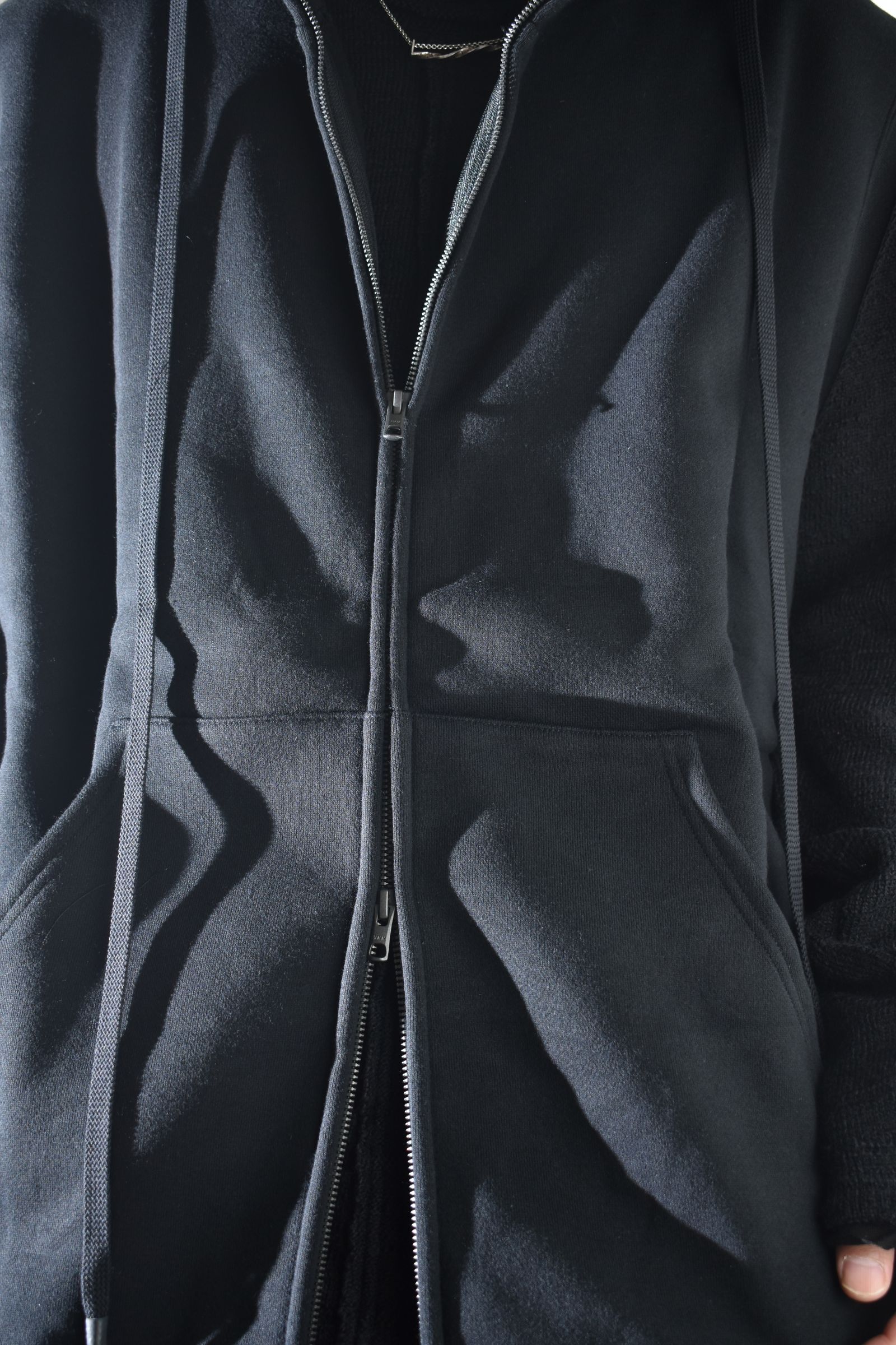 Over Size Sleeve Less Zip Up Parker"Black" / オーバーサイズスリーブレスジップアップパーカー"ブラック"