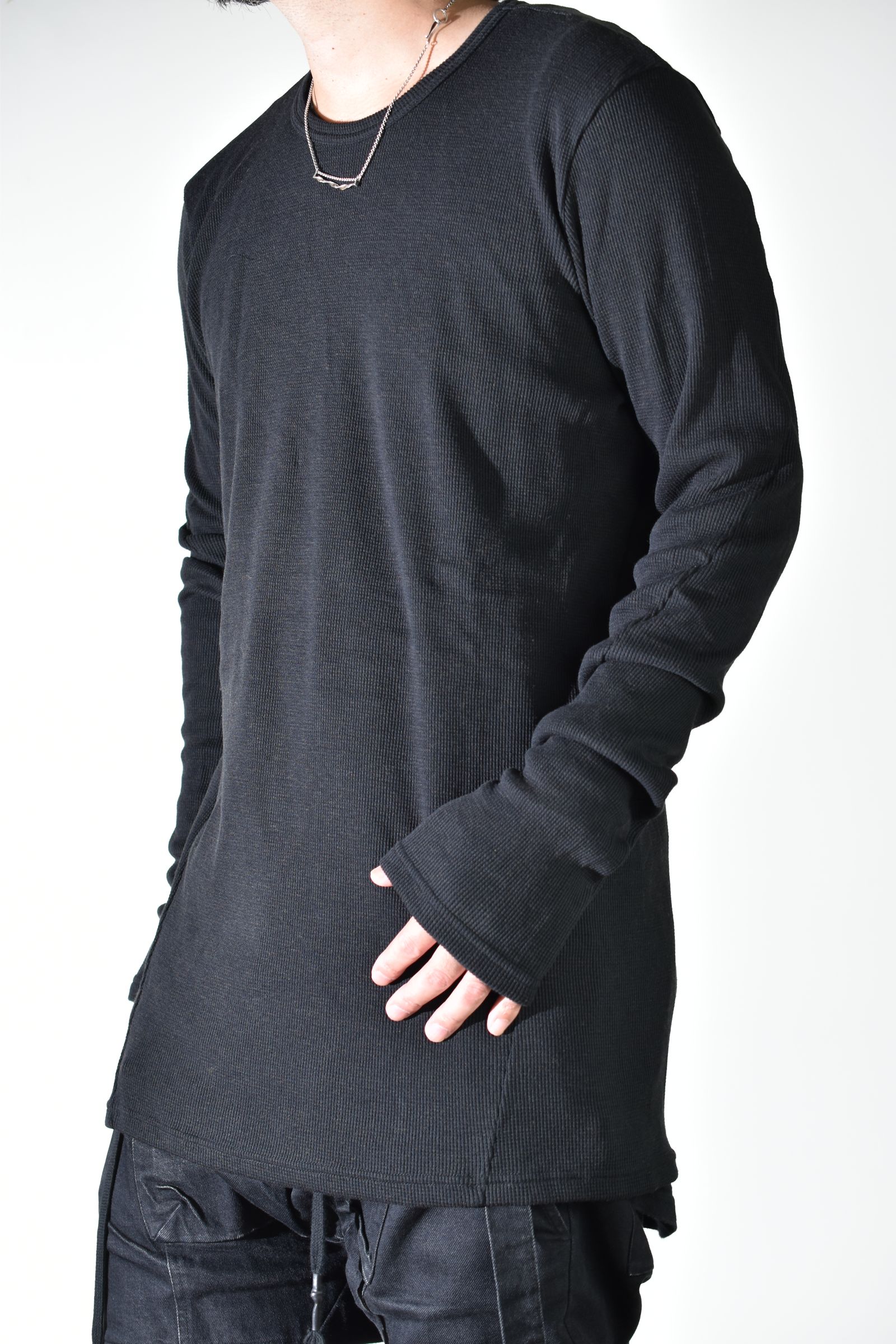 Back Printed Waffle Jersey Long  Sleeve Tee"Black" バックプリントワッフルジャージーロングスリーブTee"ブラック"