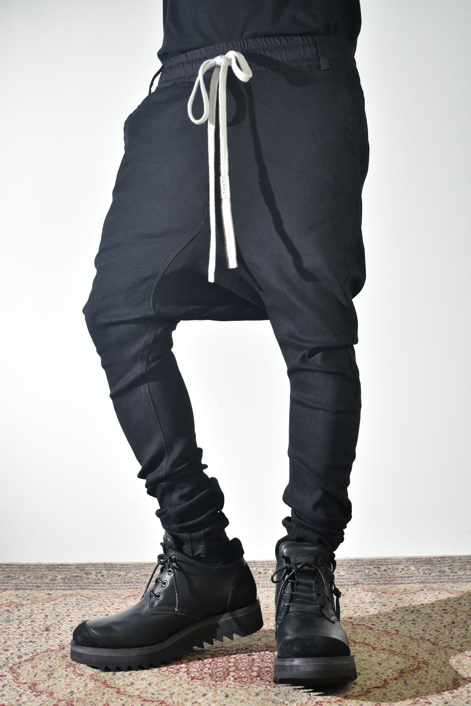 《2027SS先行予約》Stretch denim Sarouel skinny"Black" / ストレッチデニムサルエルスキニー"ブラック"