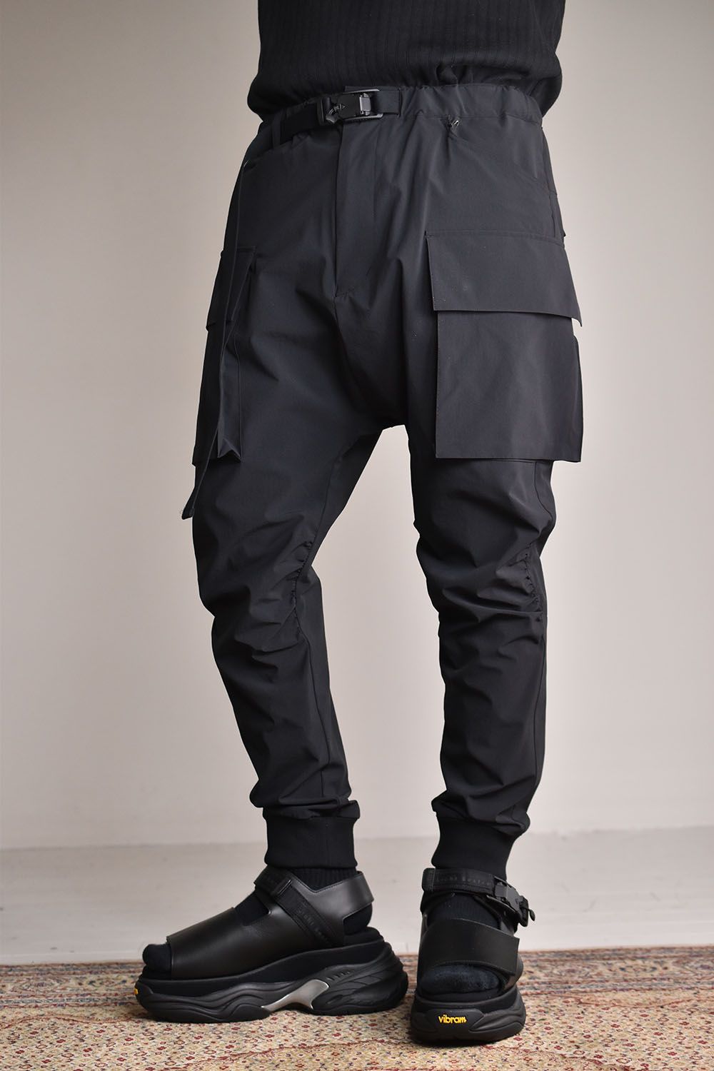 Water Repellent Stretch Cargo Rib Pants"Black"/撥水ストレッチカーゴリブパンツ"ブラック"