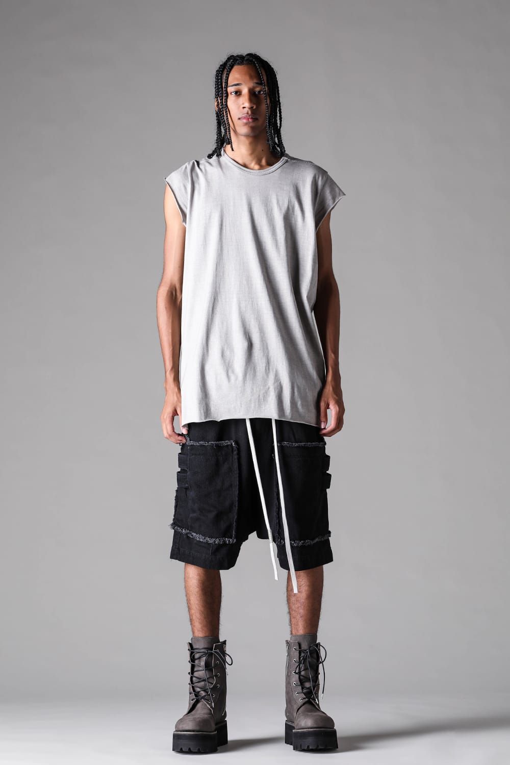 《2027SS先行予約》Loose Denim Cargo Shorts"Black" / ルーズデニムカーゴショーツ"ブラック"