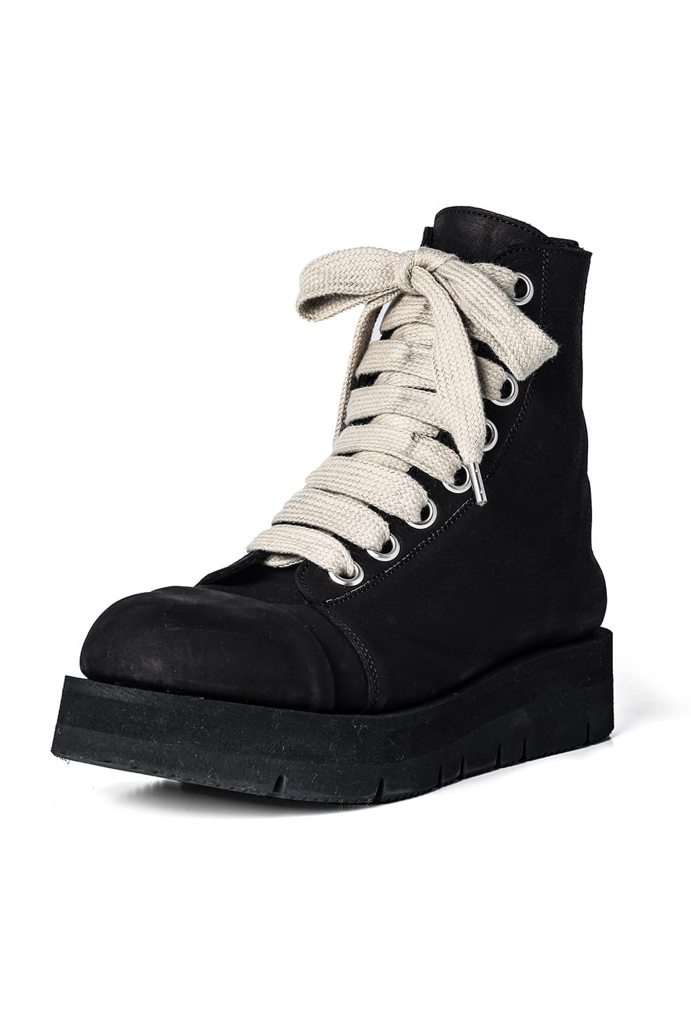 《2027SS先行予約分》 Fat Laces Leather Sneaker Boots "Black" / ファットレースレザースニーカーブーツ"ブラック"