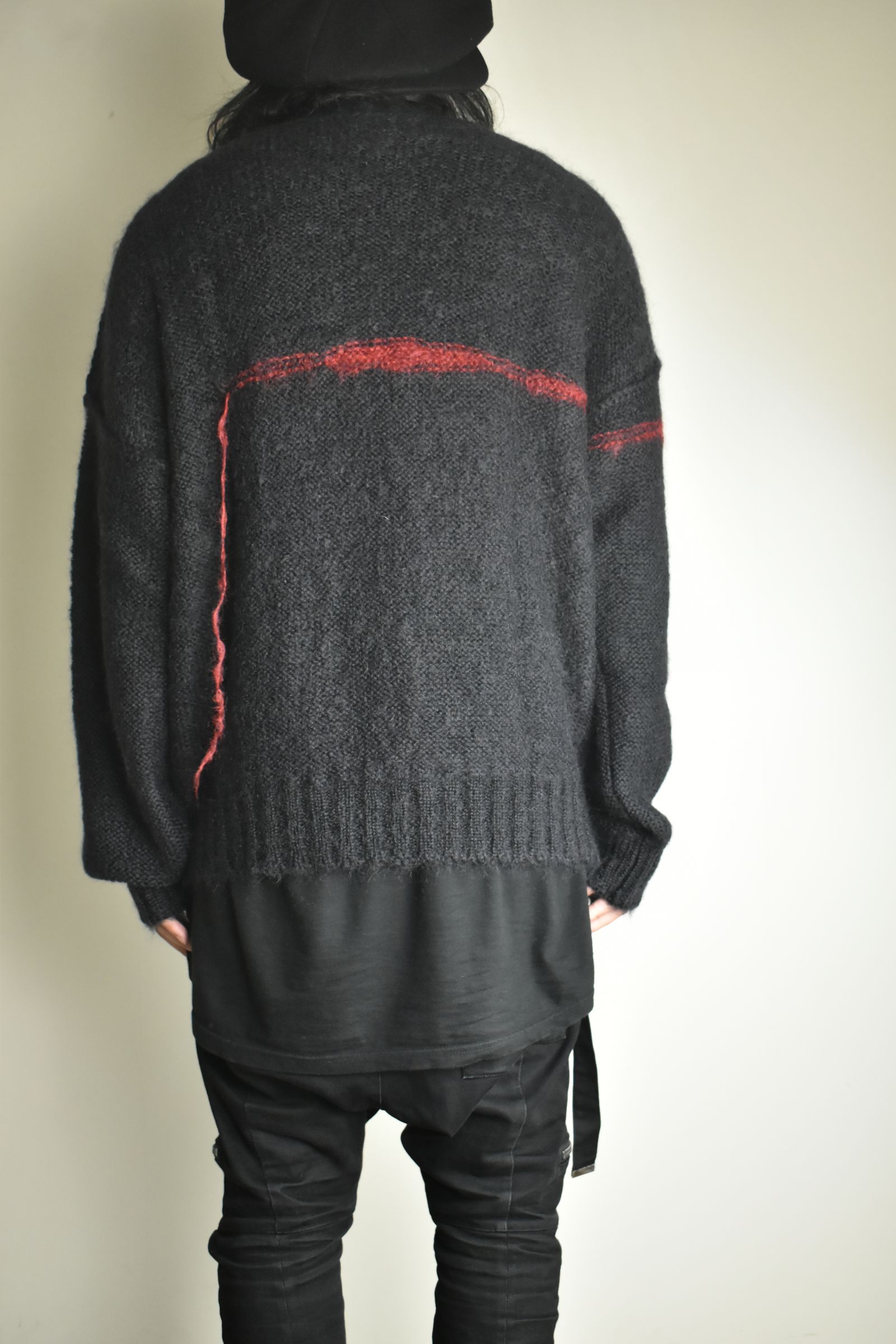Mohair Knit Pullover "Black-Red" / モヘアニットプルオーバー"ブラックレッド"