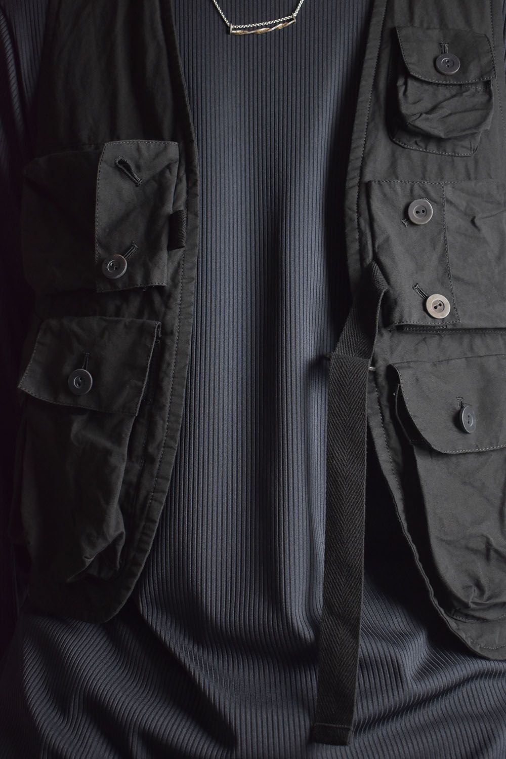 GARMENT DYED MULTI POCKET VEST"Black"/ガーメントダイマルチポケットベスト"ブラック"