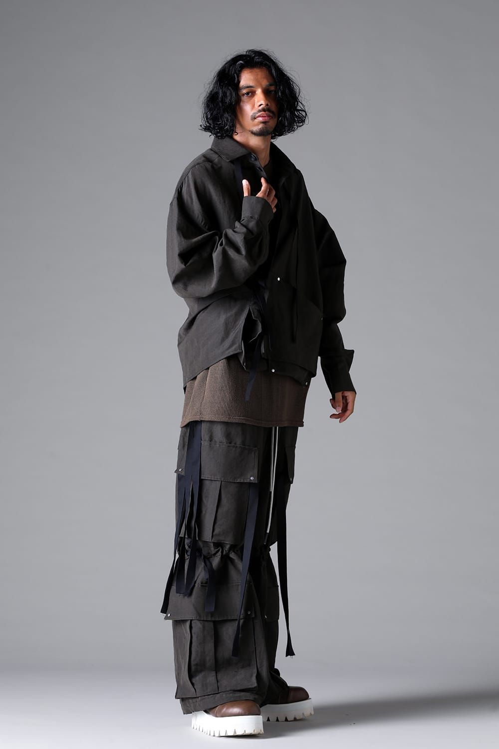 《2026SS先行予約》Wide Short Shirts"Black / Stone /Khaki /D.Grey / ST×GY" / ワイドショートシャツ"ブラック/ストーン/カーキ/ダークグレー/ストライプ×ダークグレー"