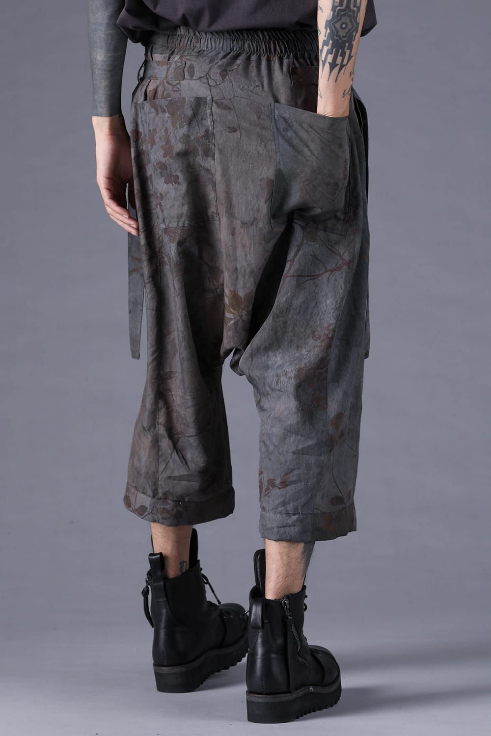 《2027SS先行予約分》Inkjet-Printed Wide-Leg Cropped Pants"Charcoal" / インクジェットプリントワイドクロップドパンツ"チャコール"