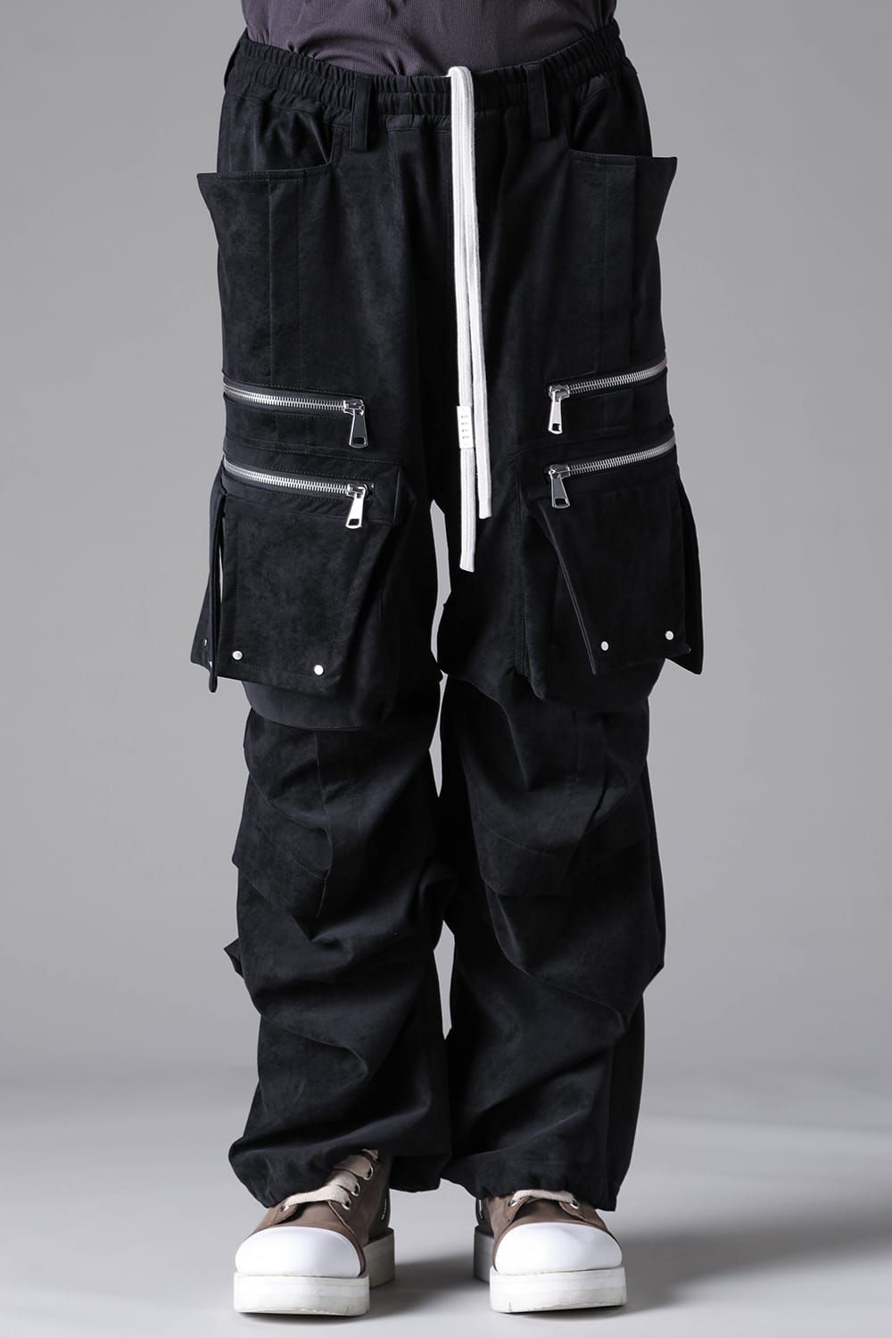 《2026AW先行予約》Vegan Suede Leather Cargo Pants"Black" / ヴィーガンスウェードレザーカーゴパンツ "ブラック"