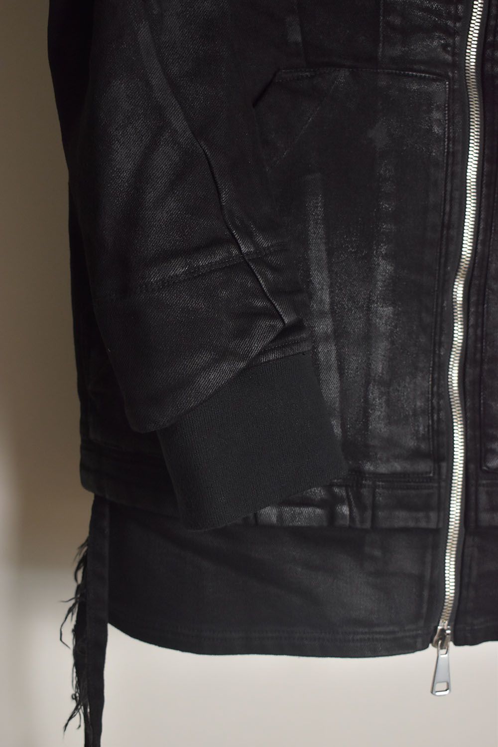 Coated Bonding Hoodie Denim Blouson"Black" / コーディングボンディングフーデッドデニムブルゾン"ブラック"