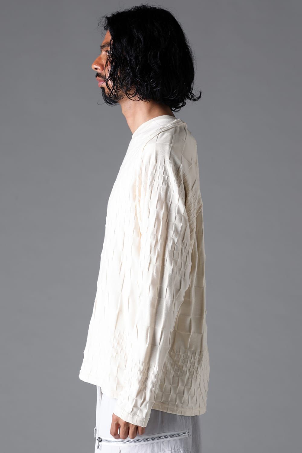 《2026SS先行予約》Gradient Plaid Pattern Shiva Long Sleeve Tee "Black / Cream" / グラデーションチェックパターンシヴァロングスリーブ"ブラック/クリーム"
