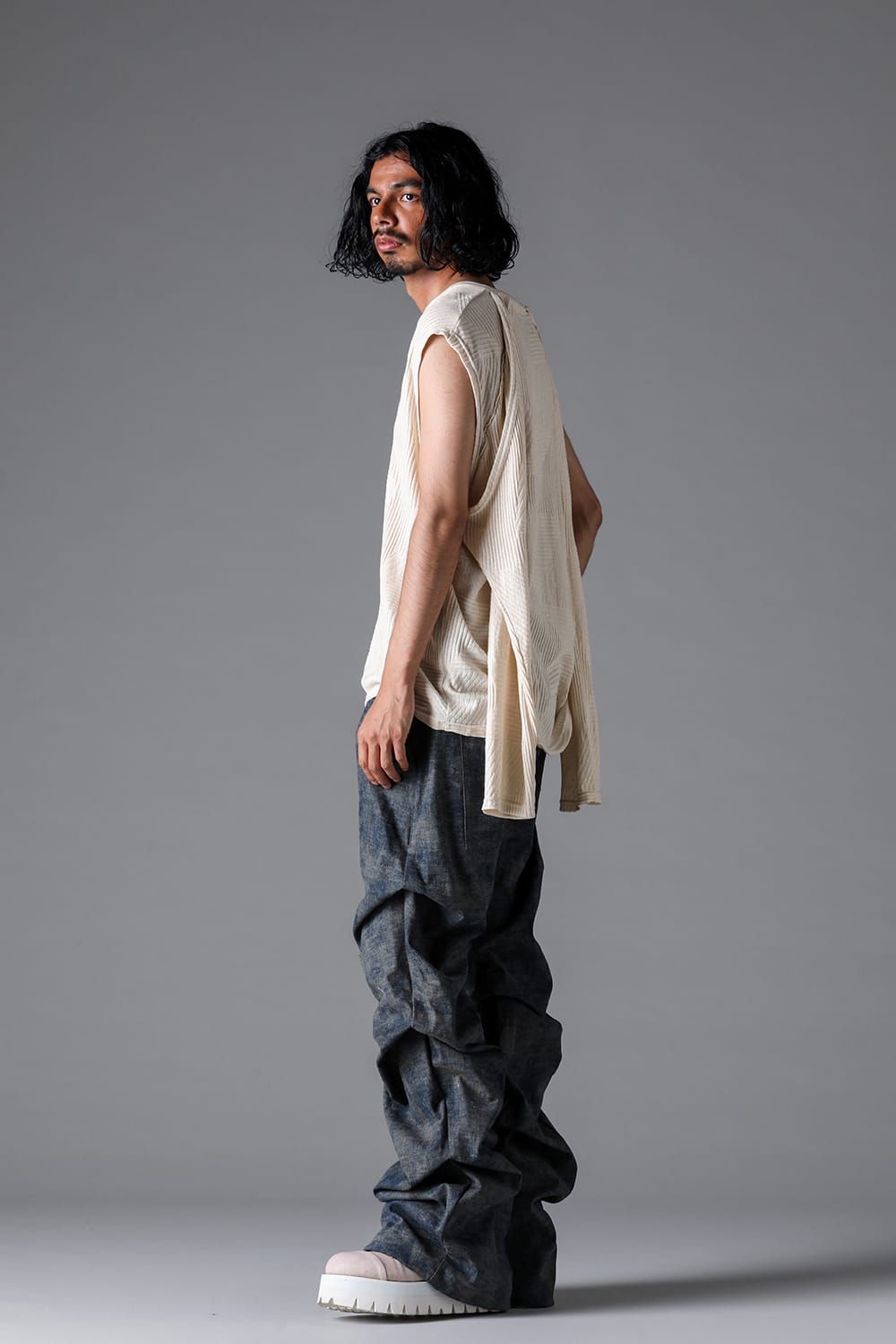 《2026SS先行予約》Deformed Stripe Pattern Shiva Long Sleeve Tee "Black / Cream" /ディフォルメドストライプパターンシヴァロングスリーブ"ブラック/クリーム"