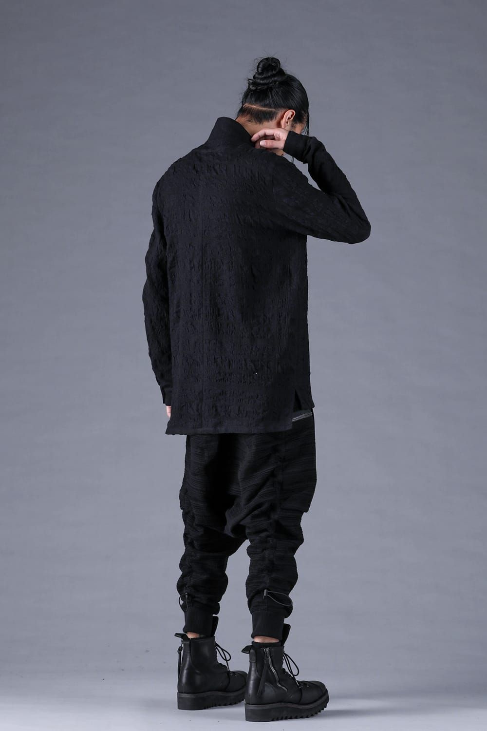 Shadow Check Shawl Collar Shirt"Black" / シャドウチェックショールカラーシャツ"ブラック"