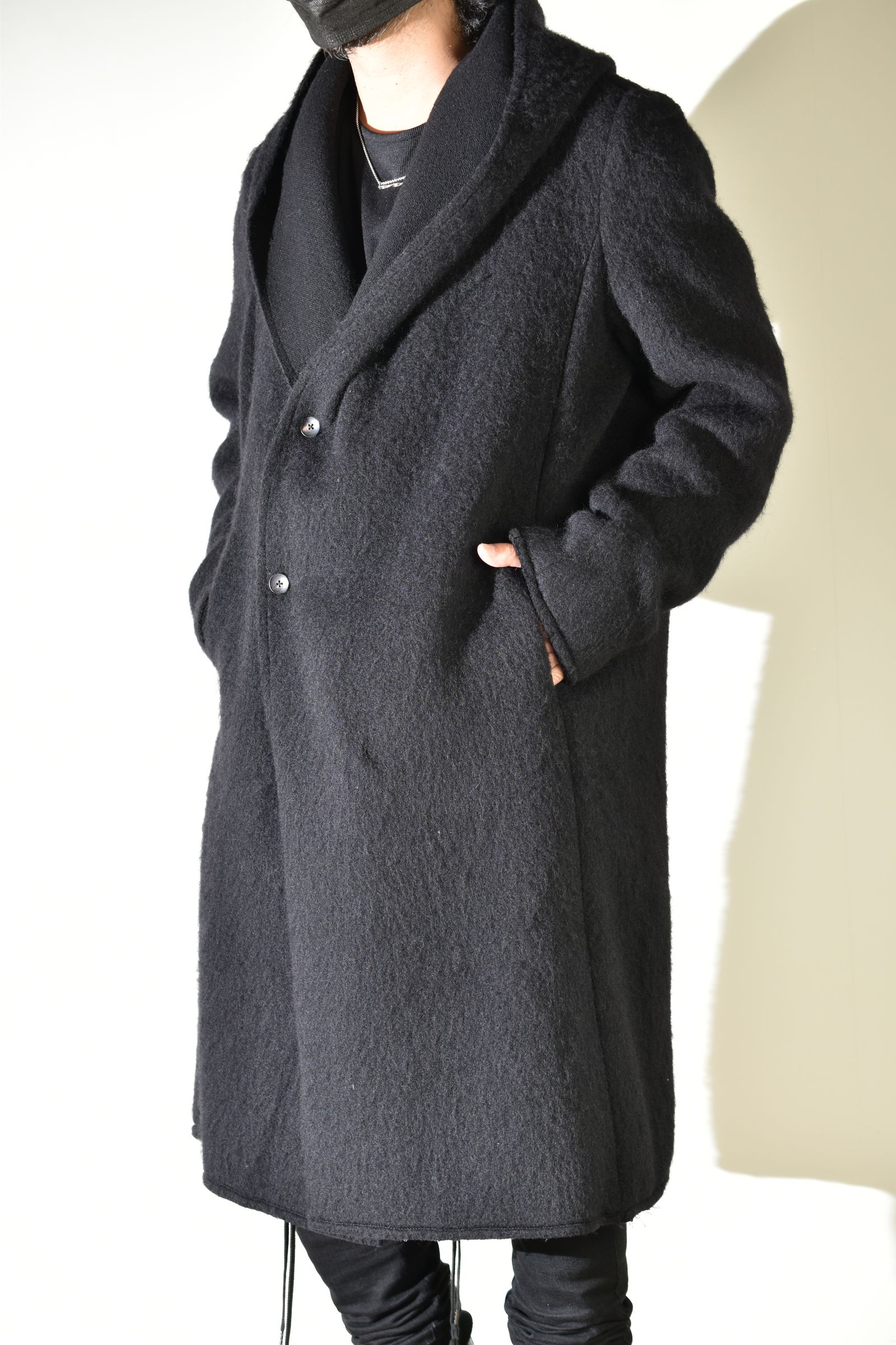 Shawl Collar Hoodie Coat "Black" / ショールカラーフーディコート"ブラック"