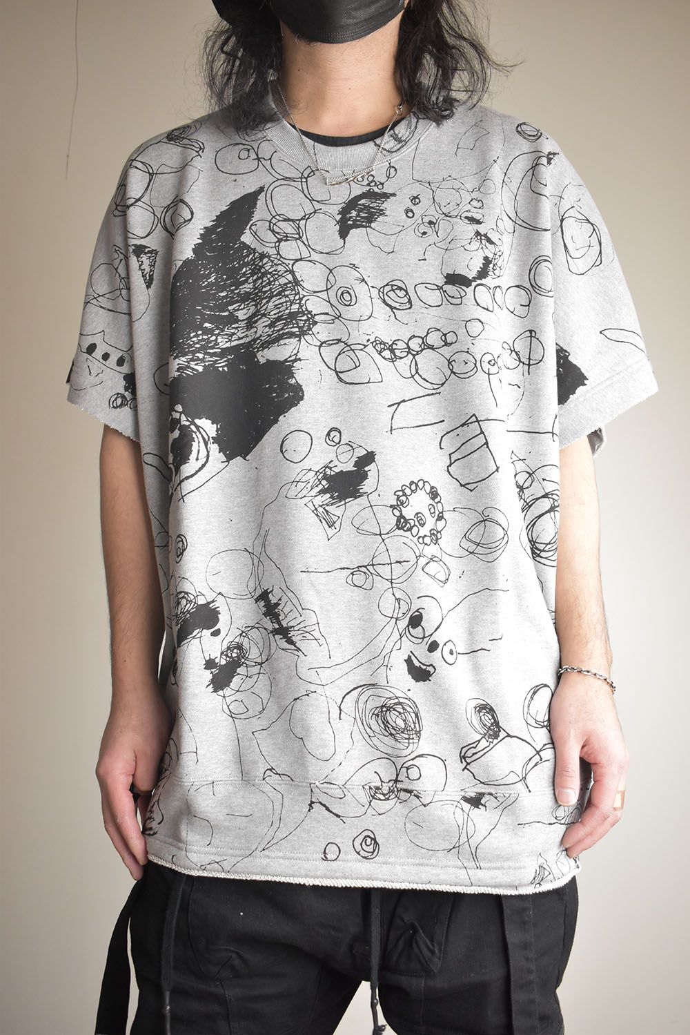 Sweat Oversize Print Pullover"Grey" / スウェットオーバープリントプルオーバー"グレー"