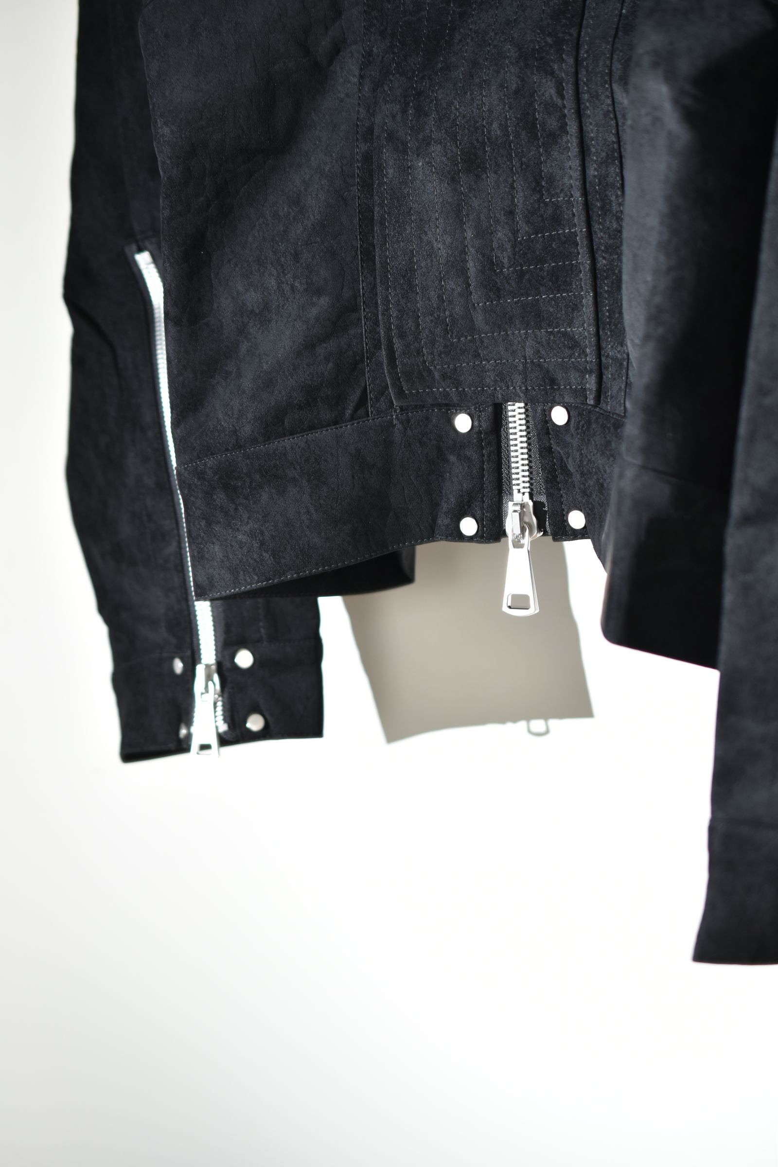 Vegan Suede Leather Hoodie Blouson"Black" / ヴィーガンスウェードレザーフーディブルゾン "ブラック"