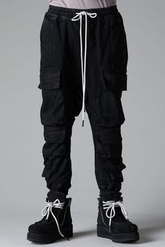 《2025AW先行予約》Coated Bonding Sarouel Cargo Jogger Denim"Black" / コーティングボンディングサルエルカーゴジョガーデニム"ブラック"