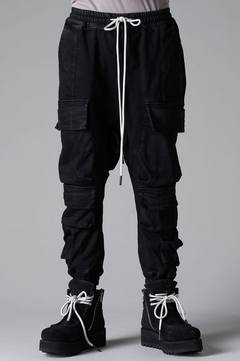 《2025AW先行予約》Bonding Sarouel Cargo Jogger Denim"Black" / ボンディングサルエルカーゴジョガーデニム"ブラック"