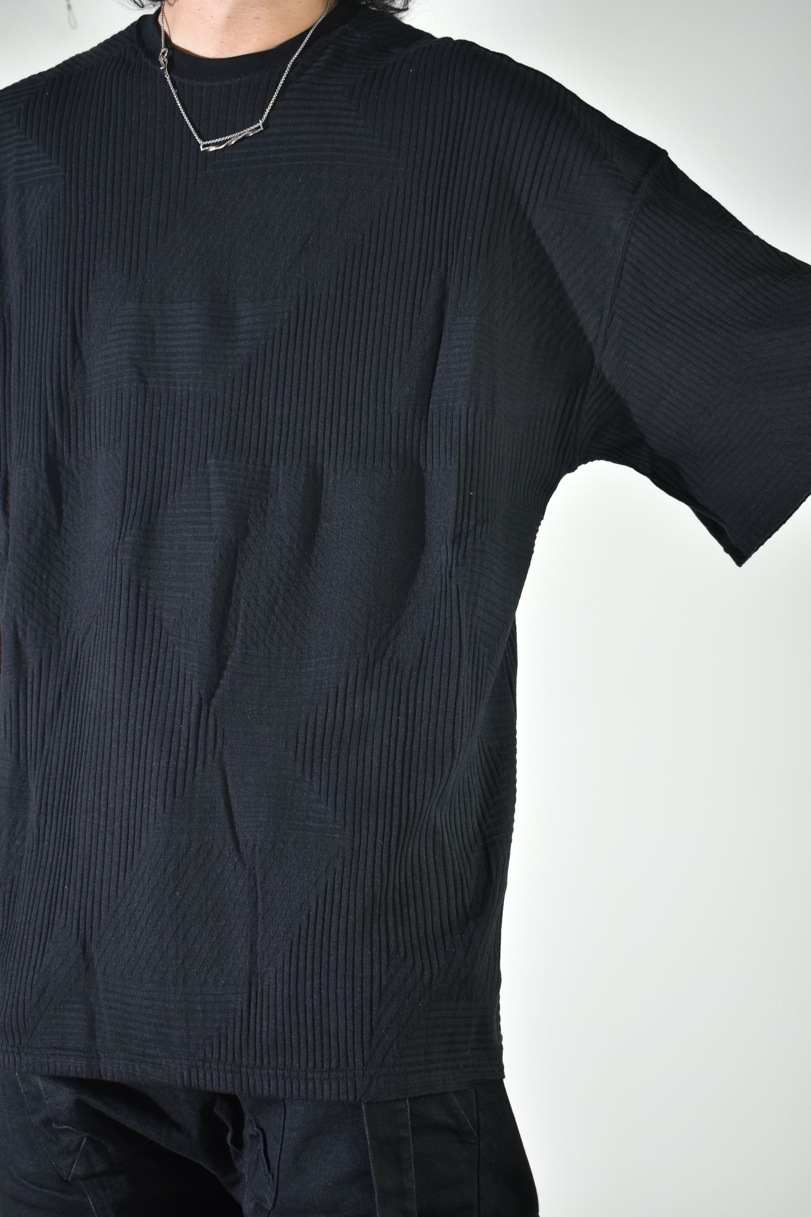Deformed Stripe Pattern Jumbo Tee "Black" /ディフォルメドストライプパターンジャンボTee"ブラック"