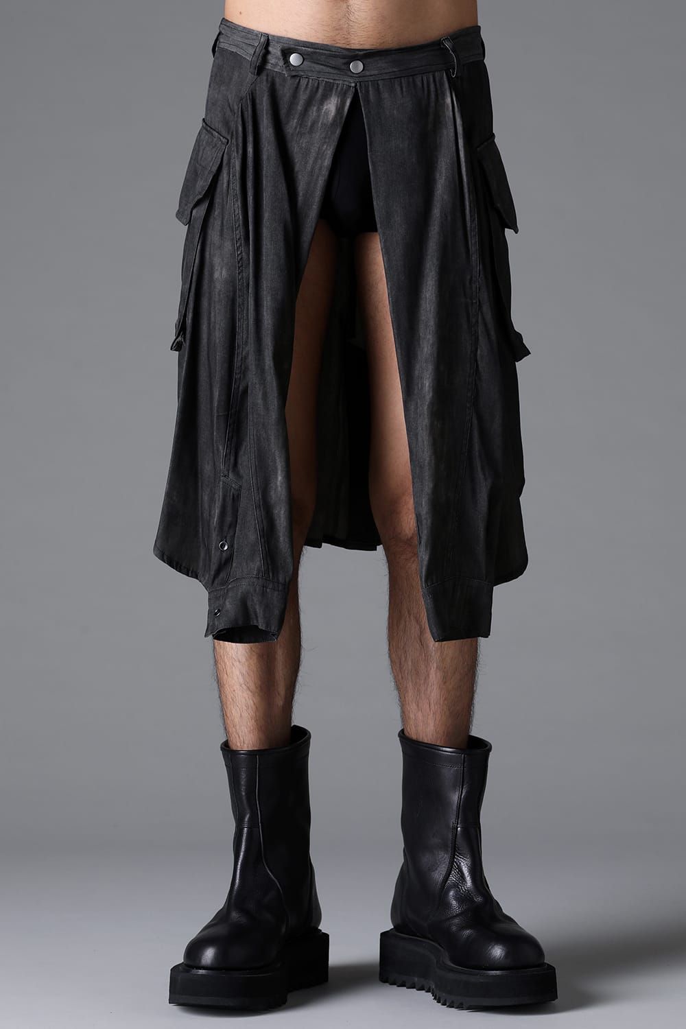 《2026SS先行予約》Sleeve Wrap Skirt"Black / Uneven D.Grey / Uneven Grey" / スリーブラップスカート"ブラック/アンイーブンダークグレー/アンイーブングレー"