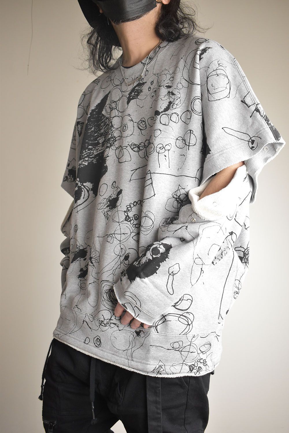 Sweat Oversize Print Pullover"Grey" / スウェットオーバープリントプルオーバー"グレー"