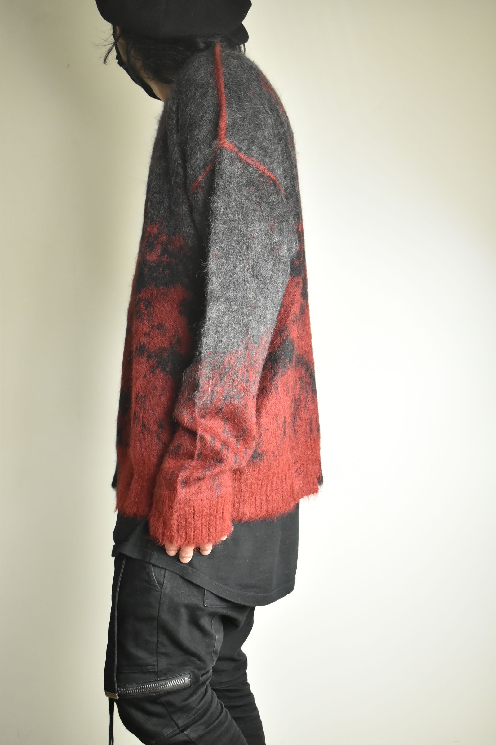 Gradation Mohair Knit Pullover"Black-Red" / グラデーションモヘアニットプルオーバー"ブラックレッド"