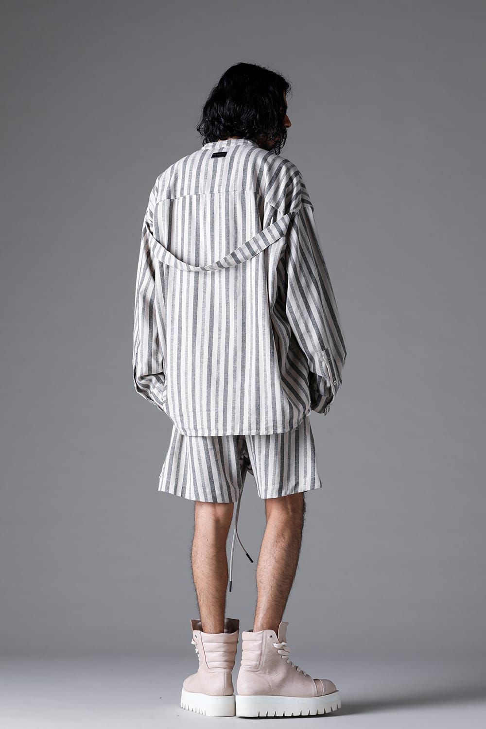 《2026SS先行予約》Vertical Stripes Shorts"Cream×L.Grey" / バーティカルストライプショーツ"クリーム×グレー"