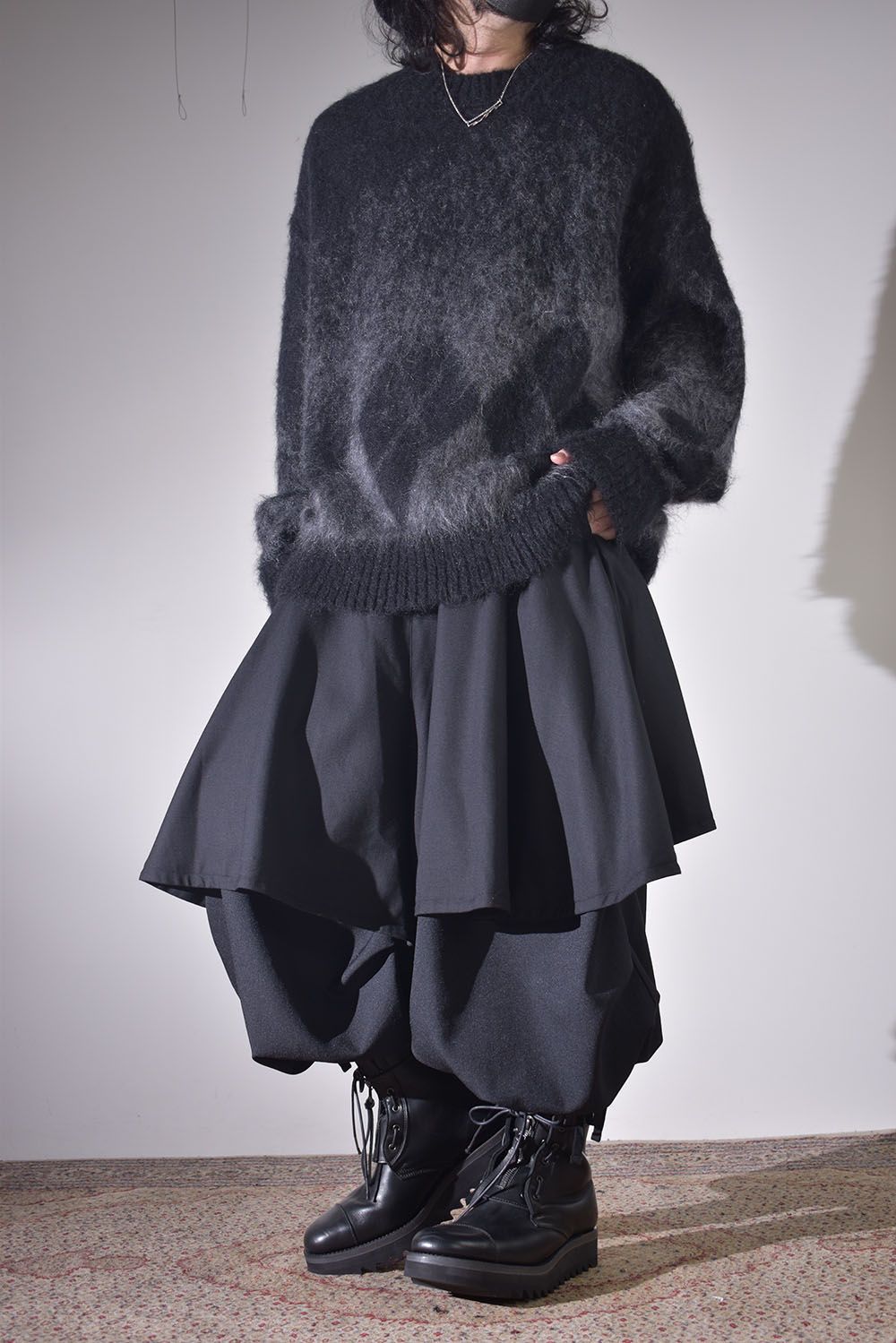 ショートブルゾン×レイヤードワイドサルエル