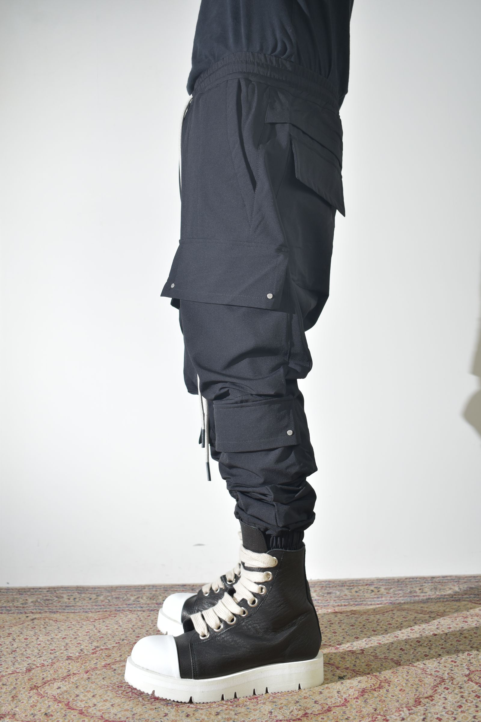Stretch Nylon Military Sarouel Pants"Black" / ストレッチナイロンミリタリーサルエルパンツ"ブラック"