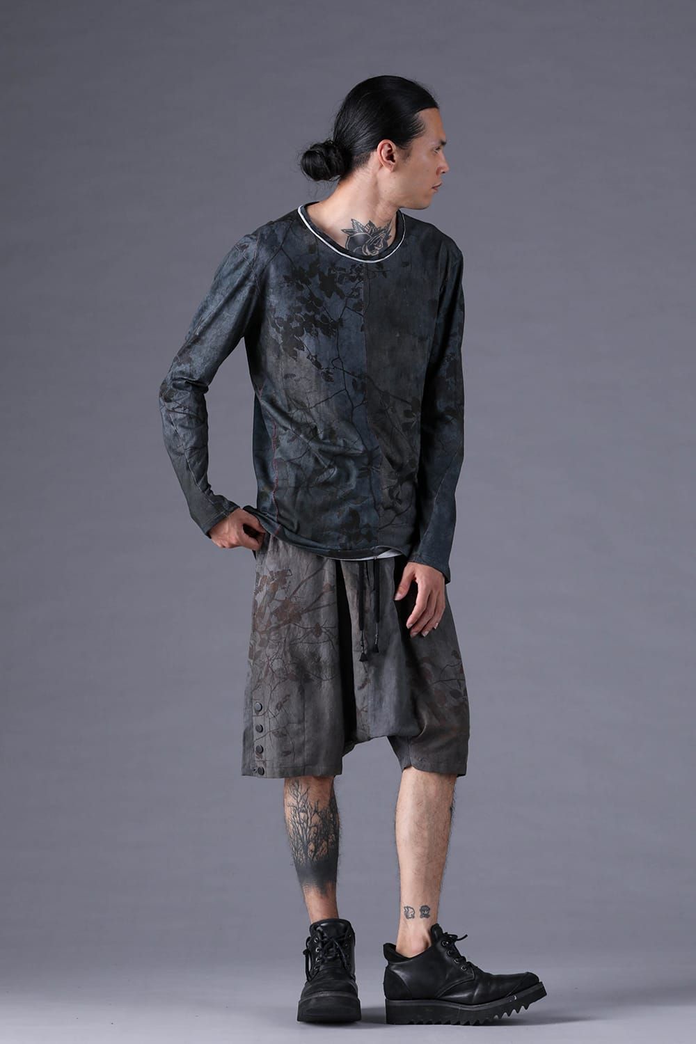 《2027SS先行予約分》Inkjet-Printed 30/- Cotton L/ST-Shirt"Charcoal" / インクジェットプリント30/-天竺ロングスリーブTee"チャコール"