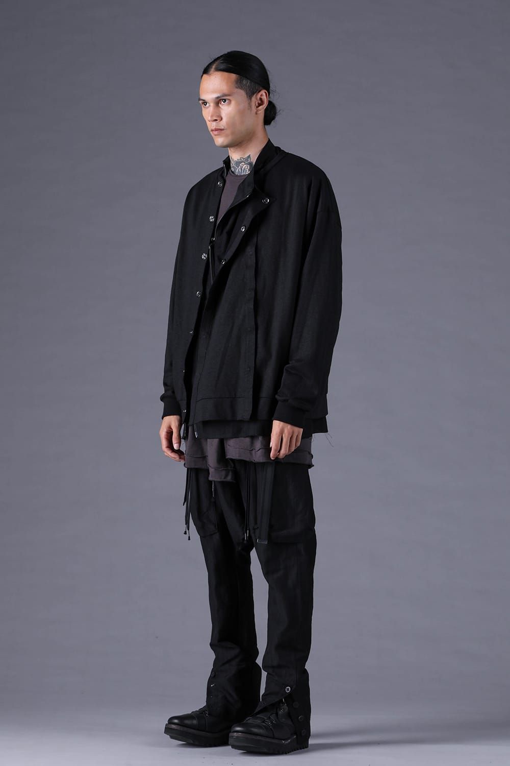 《2027SS先行予約分》Linen-Cotton Jersey Double-Open Cardigan "Black" / リネンコットンジャージーダブルオープンカーディガン"ブラック"