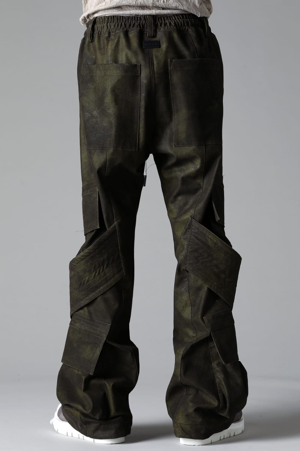 《2025AW先行予約》Synthetic Leather Belt Cargo Boots Cut"Black / Khaki" / シンセティックレザーベルトカーゴブーツカット"ブラック/カーキ"